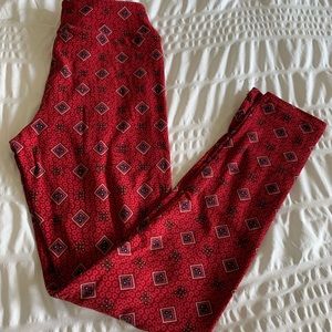 LulaRoe Tween red leggings NWOT